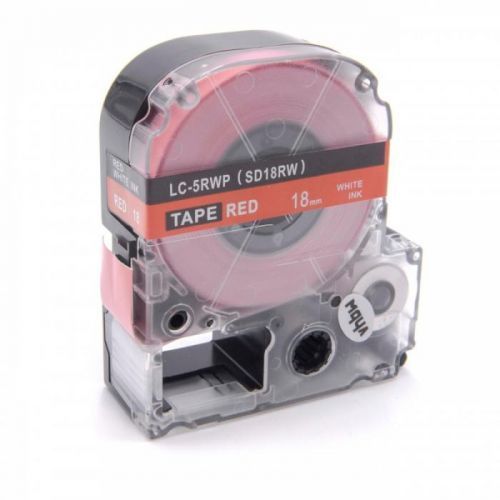 Epson LC-SD18RW, 18mm x 8m, bílý tisk / červený podklad, kompatibilní páska
