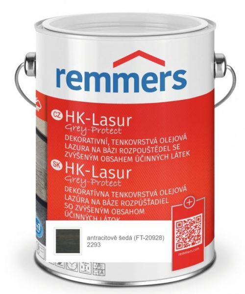 Lazura na dřevo Remmers HK Lasur Grey protect anthrazit 0,75 l