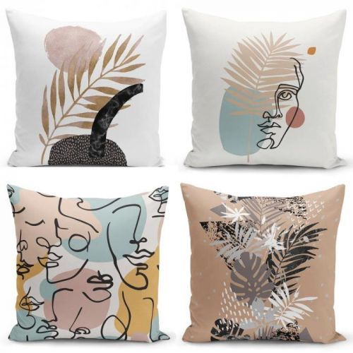 Sada 4 povlaků na polštáře Minimalist Cushion Covers Cesso, 45 x 45 cm