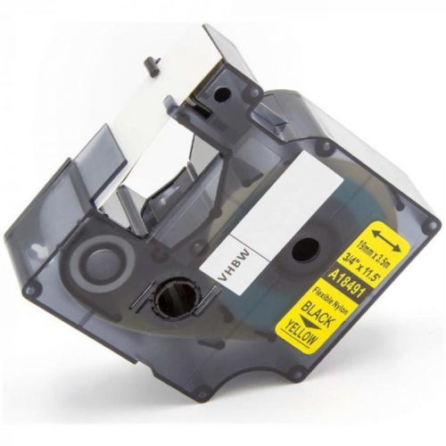 Kompatibilní páska s Dymo 18491 / S0718090, Rhino 19mm x 3,5m černý tisk / žlutý podklad, nylon flexi
