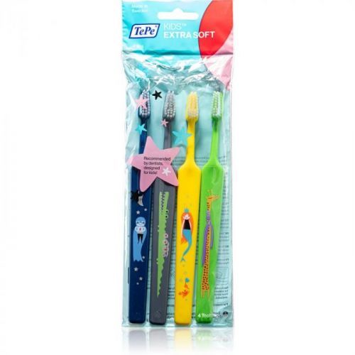 TePe Kids zubní kartáčky pro děti extra soft 4 ks barevné varianty 4 ks