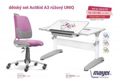 Dětský set Mayer – rostoucí židle ACTIKID A3 a rostoucí stůl UNIQ, růžový + dárek