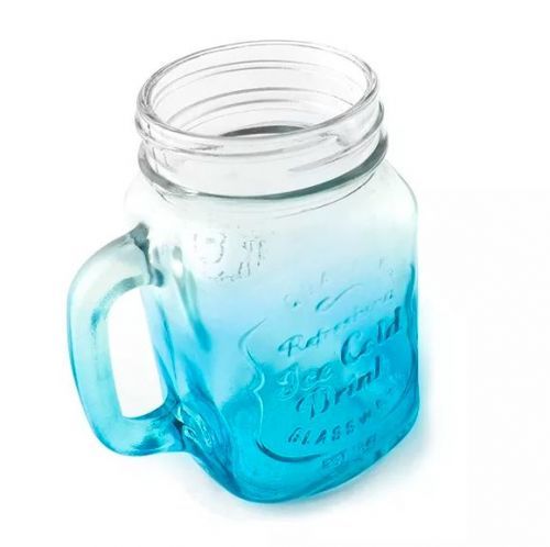 VOG Barevná sklenice s brčkem 400 ml Barva: Modrá