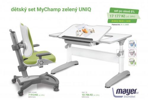 Dětský set Mayer – rostoucí židle MYCHAMP a rostoucí stůl UNIQ, zelený + dárek