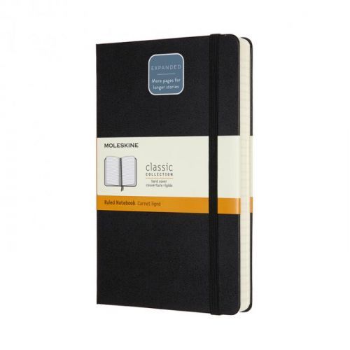 MOLESKINE Zápisník Expanded tvrdý linkovaný černý L