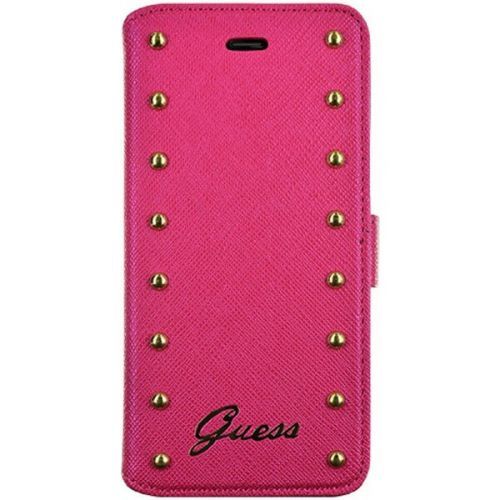 Guess GUFLBKP6LSAP Studded Folio kožené pouzdro iPhone 6/6S Plus růžové