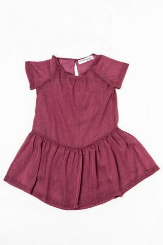 Šaty dívčí s krátkým rukávem, řasená sukně, Minoti, ROSEWOOD 6, červená - 110/116 | 5/6let