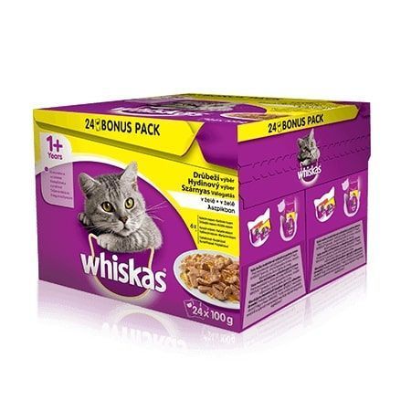 WHISKAS kapsa  DRŮBEŽÍ výběr - 24x100g - v želé