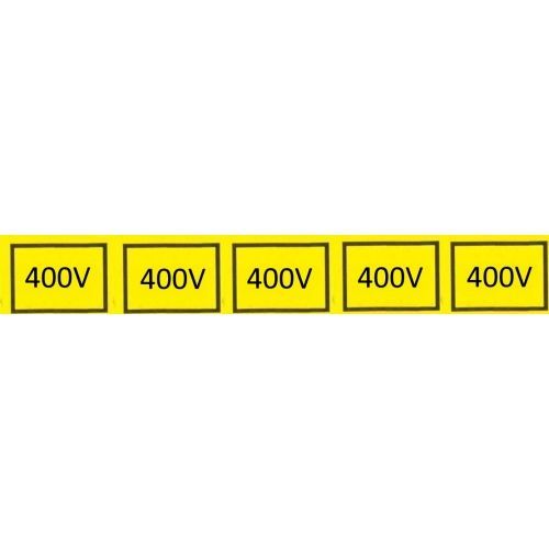 Samolepka, 400V v obdélníku (5x) (žlutá) 25x15mm