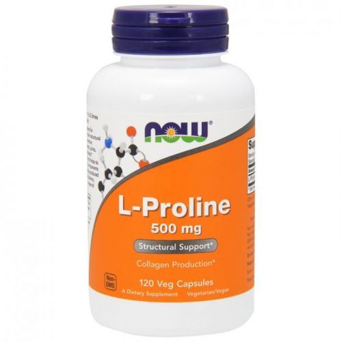 NOW® Foods NOW L-Prolin, 500 mg, 120 rostlinných kapslí