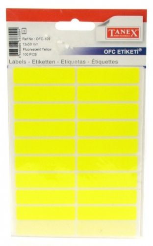 Etikety v sáčku 13 x 50 mm 100 ks - neonově žluté - OFC-109