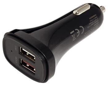 Napájecí adaptér do auta USB A QC 3.0 + USB A 5V/2,4A, 18W