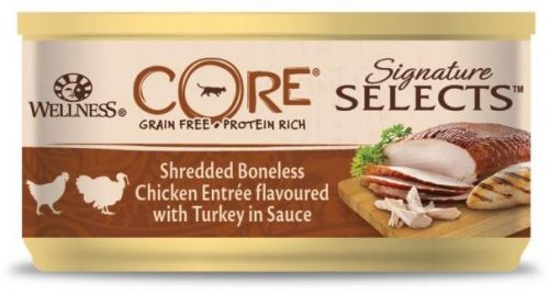 Konz. Wellness CORE Signature Selects Drcené kuřecí kousky s krůtou v omáčce 79g