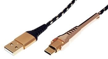 Roline GOLD USB 2.0 kabel, USB A(M) - USB C(M), s opěrkou, 1m