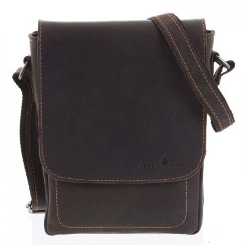 Pánská kožená crossbody taška tmavě hnědá - Greenwood Nash hnědá