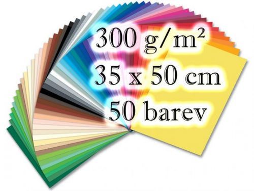 Folia - Max Bringmann Barevné papíry (fotokarton) - 300 g/m2, 50 listů, 50 barev, 35 x 50 cm
