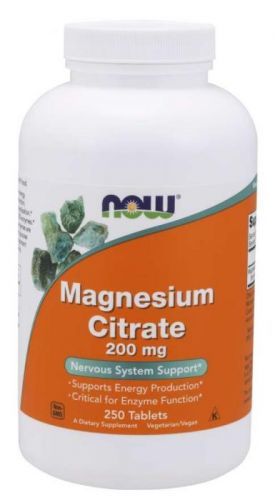 NOW® Foods NOW Magnesium Citrate (hořčík citrát), 200 mg, 250 tablet