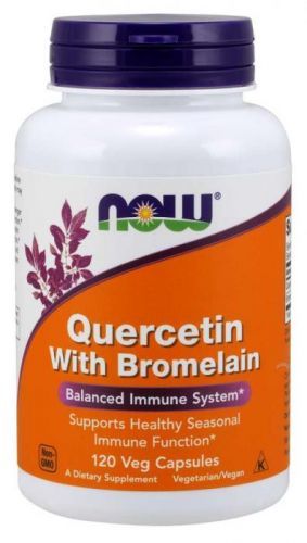 NOW® Foods NOW Quercetin & Bromelain, 400 + 100 mg, 120 rostlinných kapslí
