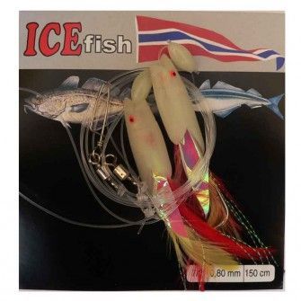 ICE FISH Návazec Ryba fólie fluo - peří velká 7/0