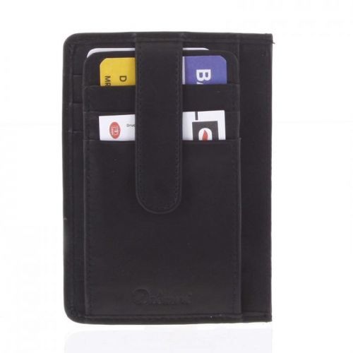 Jednoduchá černá kožená peněženka do kapsy - Delami 9393 černá