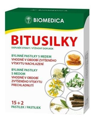 Biomedica  Bitusilky bylinné pastilky s medem 15+2 ks
