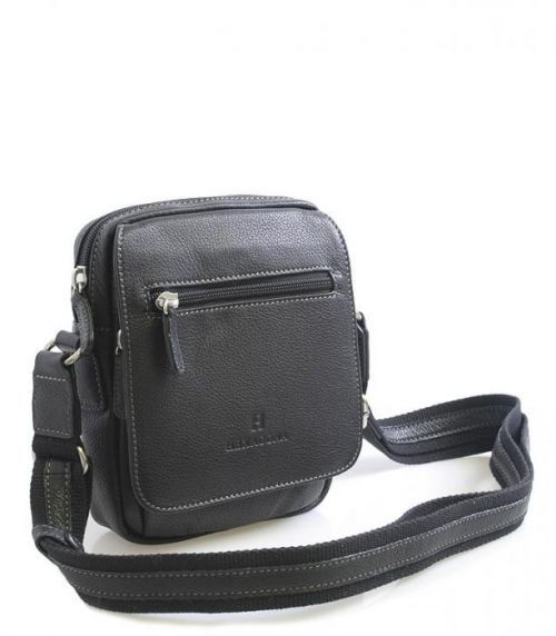 Luxusní černá kožená taška přes rameno Hexagona Xman černá