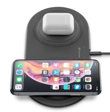 Bezdrátová nabíjecí stanice Cellularline Wireless Fast Charger Dual s 2 x 10W, Qi kompatibilní, černá