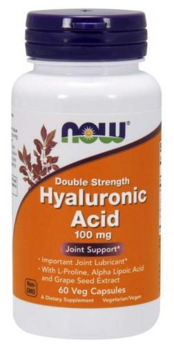 NOW® Foods NOW Hyaluronic Acid, dvojitá síla, 100mg, 60 rostlinných kapslí