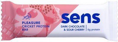 SENS Pleasure Protein tyčinka s cvrččí moukou - Tmavá čokoláda & Višeň