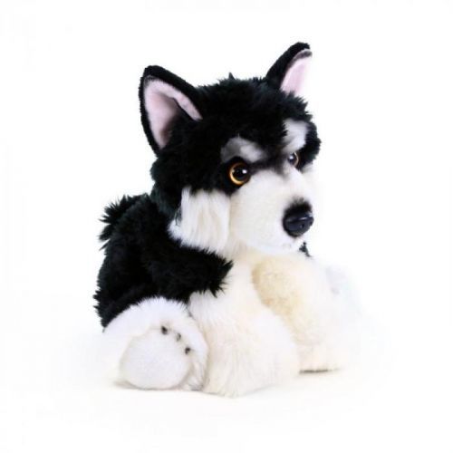 Plyšový pes malamut sedící, 28 cm