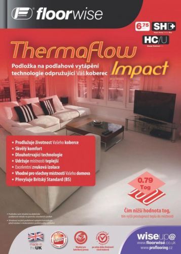 Podložka pod koberec Floorwise Thermaflow Impact - 133x824 cm Černá
