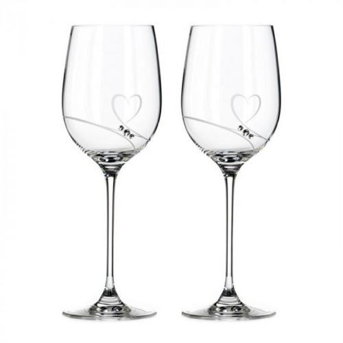 Diamante sklenice na bílé víno pro zamilované Romance 330ml 2KS