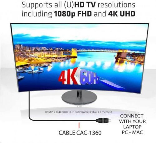Club 3D Club3D Kabel HDMI 2.0 4K60Hz UHD, 360 otočné konektory (M/M), 2m (CAC-1360)