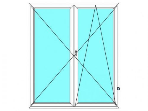 Balkónové dveře 130x210 Dvoukřídlé bez sloupku (štulp) Ekosun 6 BARVA PROFILU: Bílá - Bílá