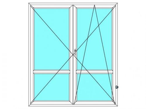 Balkónové dveře 110x230 Dvoukřídlé bez sloupku dělené (štulp) Ekosun 6 BARVA PROFILU: Bílá - Bílá