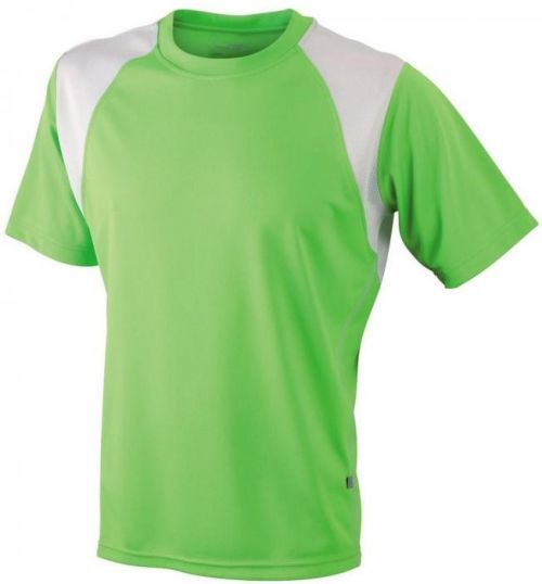 Pánské běžecké tričko s krátkým rukávem JN397 - Limetkově zelená / bílá | XXL