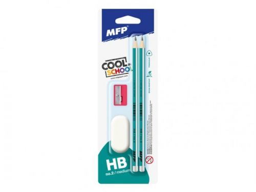 MFP tužka M set 2 triangular 2xč.2+guma+ořezávátko