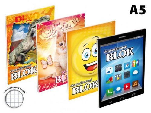 MFP blok trhací A5 čtverečkovaný, 50 listů mix