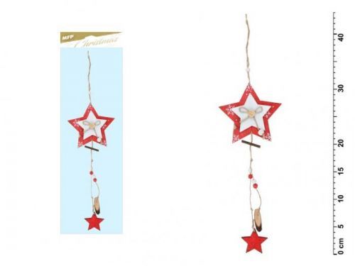 MFP hvězda závěs červená 44x12cm JK-6067A