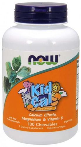 NOW® Foods NOW Kid Cal, Orange, Vápník, Hořčík, Vitamín D pro děti, 100 žvýkacích pastilek