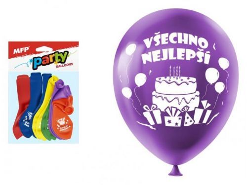 MFP balónek nafukovací 12ks sáček standard 23cm Všechno nejlepší mix
