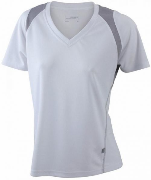 Dámské běžecké tričko s krátkým rukávem JN396 - Bílá / stříbrná | L