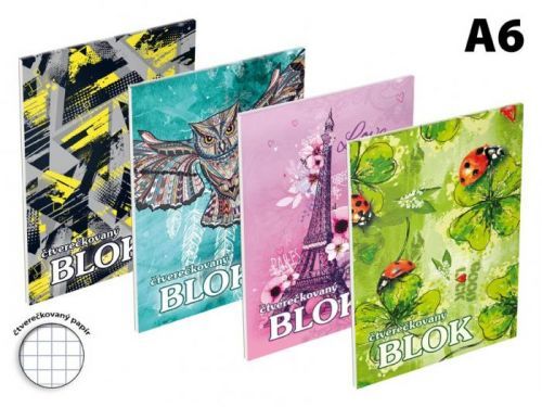 MFP blok trhací A6 čtverečkovaný, 50 listů, mix