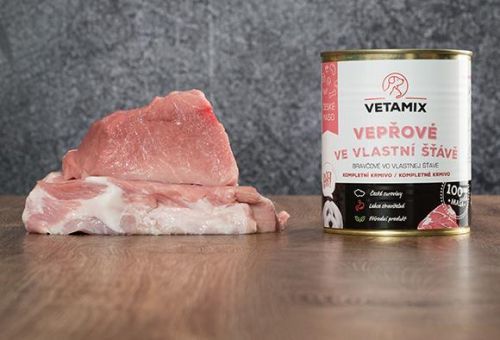 Vetamix konzerva Vepřové ve vlastní šťávě 800g