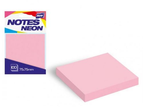 MFP bloček samolepící 75x75mm 100 listů růžový neon