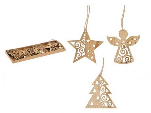 MFP ozdoby dřevěné set závěsymix 9ks/6,5x6,5cm XC2018905