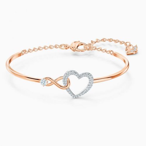 Swarovski Swarovski Infinity Heart Bangle, White, Mixed metal finish