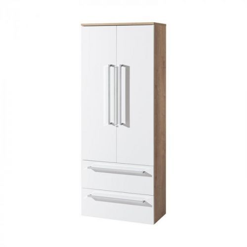 MEREO Koupelnová skříňka, závěsná bez nožiček, bílá/dub CN679