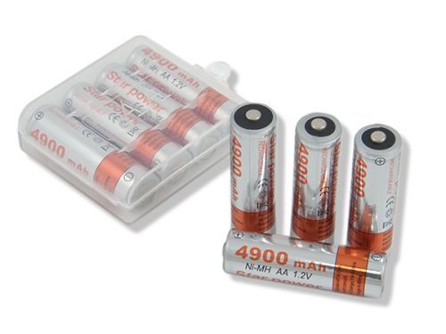 Sada 4 kusy nabíjecí baterie r6 aa 4900 mah 1,2 v