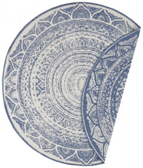 Bougari - Hanse Home koberce Kusový koberec Twin Supreme 104166 Blue/Cream - 140x140 (průměr) kruh cm Bílá